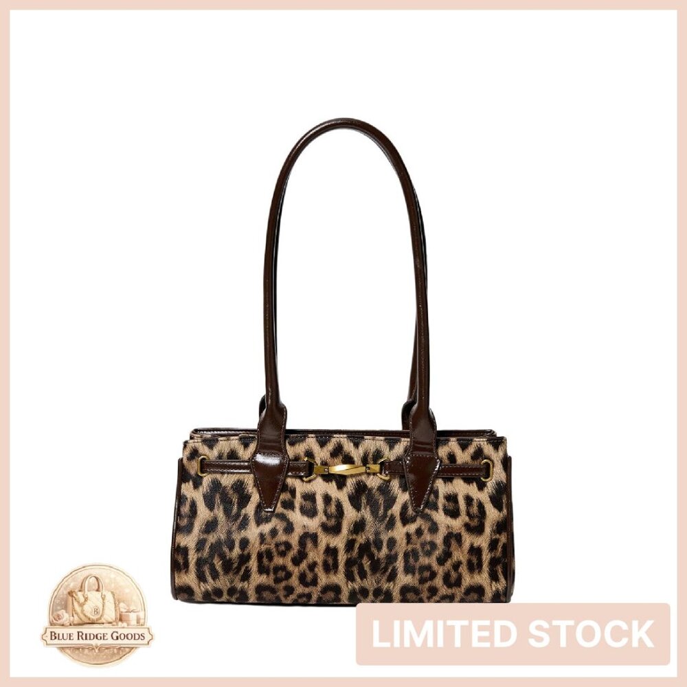 Vintage Square Shoulder Bag PU Leather Double Handle Chic Y2K Retro